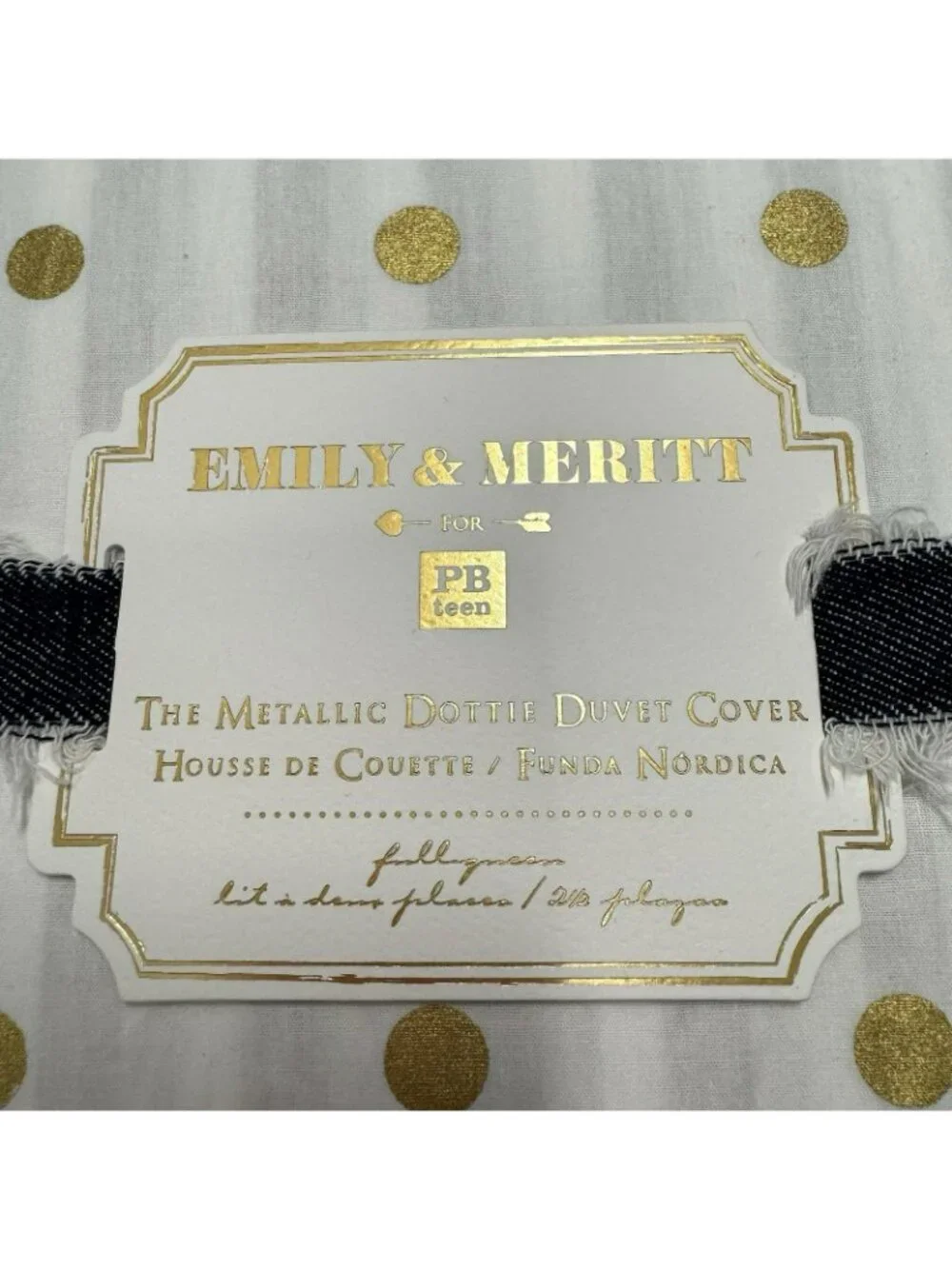 Pottery Barn Emily & Meritt Metallic Dottie Duvet Cover & Shams Full/Queen NWT